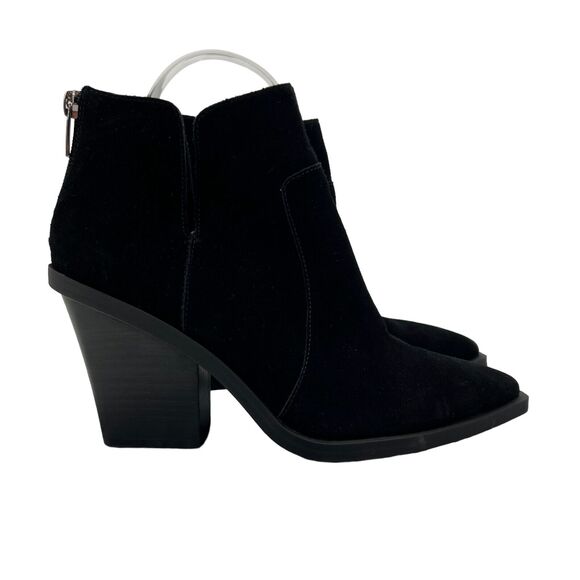 Vince Camuto Womens 8.5 Booties Black Suede Gwelona Block Heel Back Zip Boots - Picture 1 of 13
